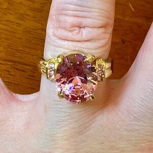 Pink Sapphire Simulant Ring, Size 8.25